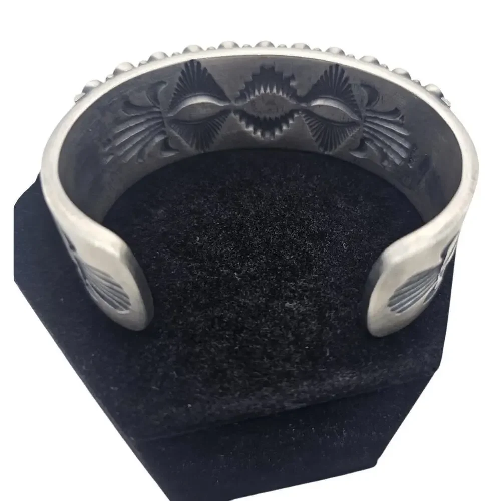 Kirk Smith Navajo Double Row Sterling Silver & Turquoise Cuff Bracelet Rare 118g